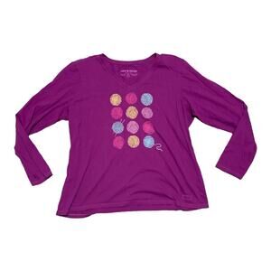 Life is good woman's xl yarn knit crochet long sleeve crusher shirt